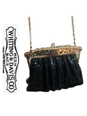 Vintage Black Metal Mesh Crossbody Bag